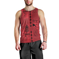 Papua New Guinea Heritage Motif Men Tank Top Red Version LT05 - Polynesian Pride