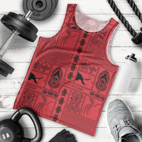 Papua New Guinea Heritage Motif Men Tank Top Red Version LT05 - Polynesian Pride