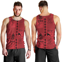 Papua New Guinea Heritage Motif Men Tank Top Red Version LT05 - Polynesian Pride