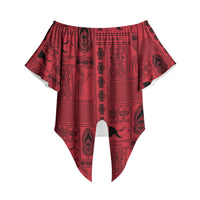 Papua New Guinea Heritage Motif Off Shoulder Wrap Waist Top Red Version LT05 - Polynesian Pride