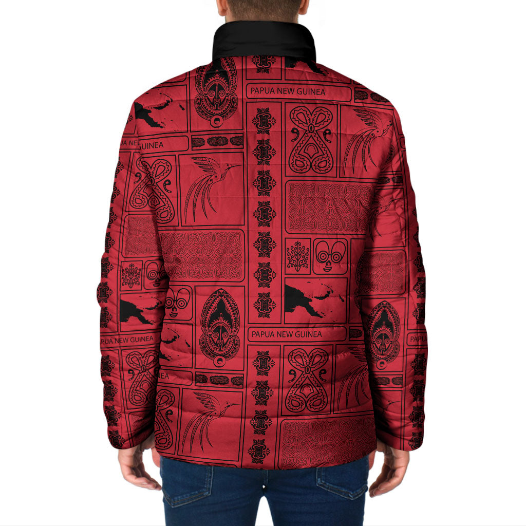 Papua New Guinea Heritage Motif Padded Jacket Red Version LT05 - Polynesian Pride