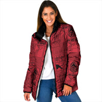 Papua New Guinea Heritage Motif Padded Jacket Red Version LT05 Women Red - Polynesian Pride