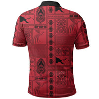 Papua New Guinea Heritage Motif Polo Shirt Red Version LT05 - Polynesian Pride