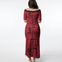 Papua New Guinea Heritage Motif Puletasi Red Version LT05 - Polynesian Pride