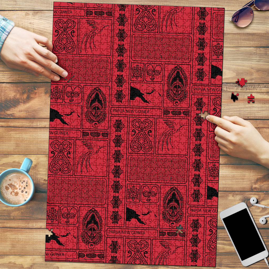 Papua New Guinea Heritage Motif Puzzle Red Version LT05 Red - Polynesian Pride