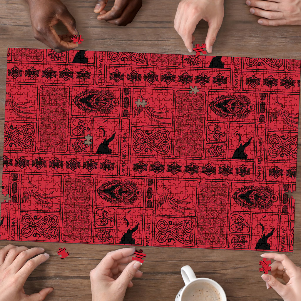 Papua New Guinea Heritage Motif Puzzle Red Version LT05 - Polynesian Pride