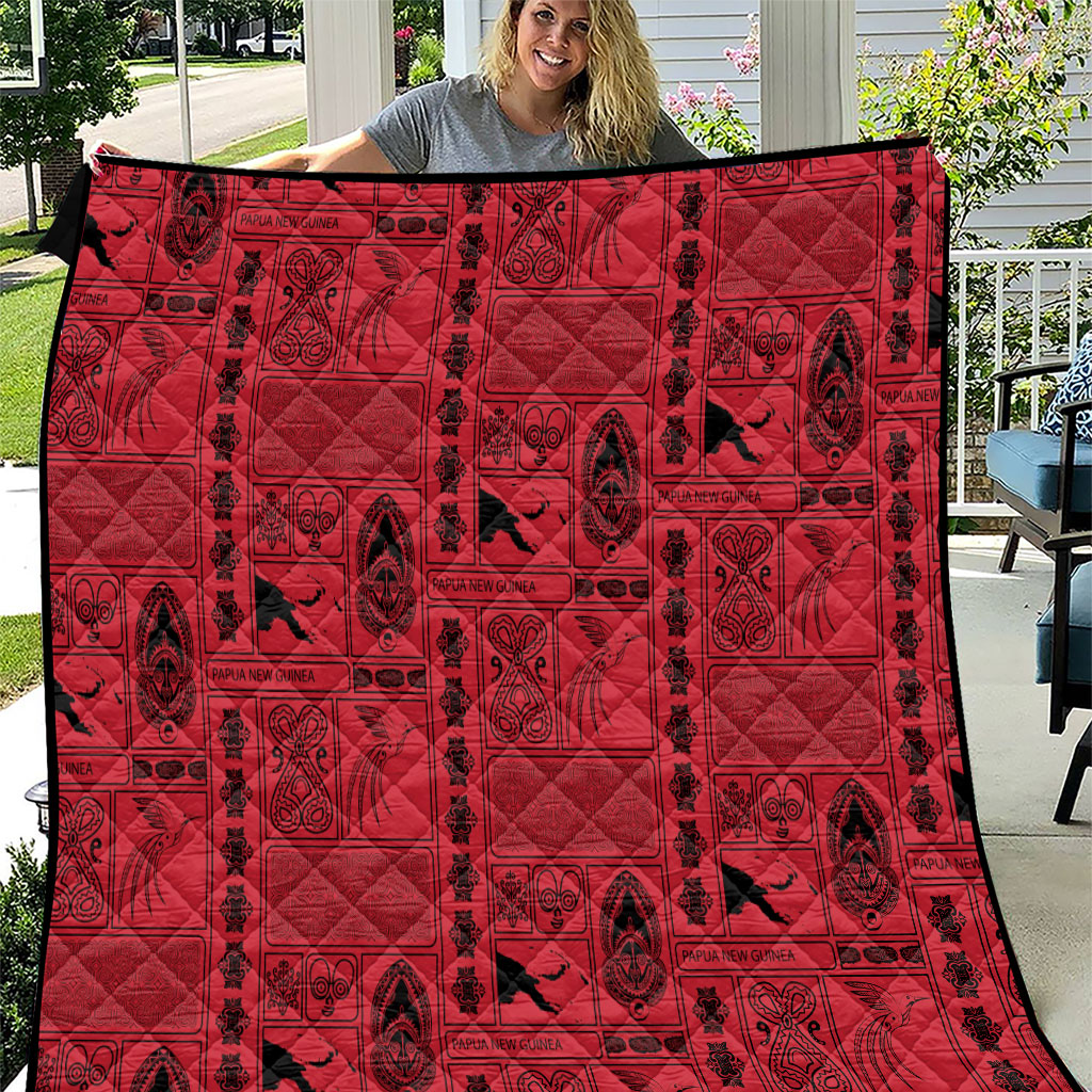 Papua New Guinea Heritage Motif Quilt Red Version LT05 Red - Polynesian Pride
