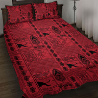 Papua New Guinea Heritage Motif Quilt Bed Set Red Version LT05 Red - Polynesian Pride