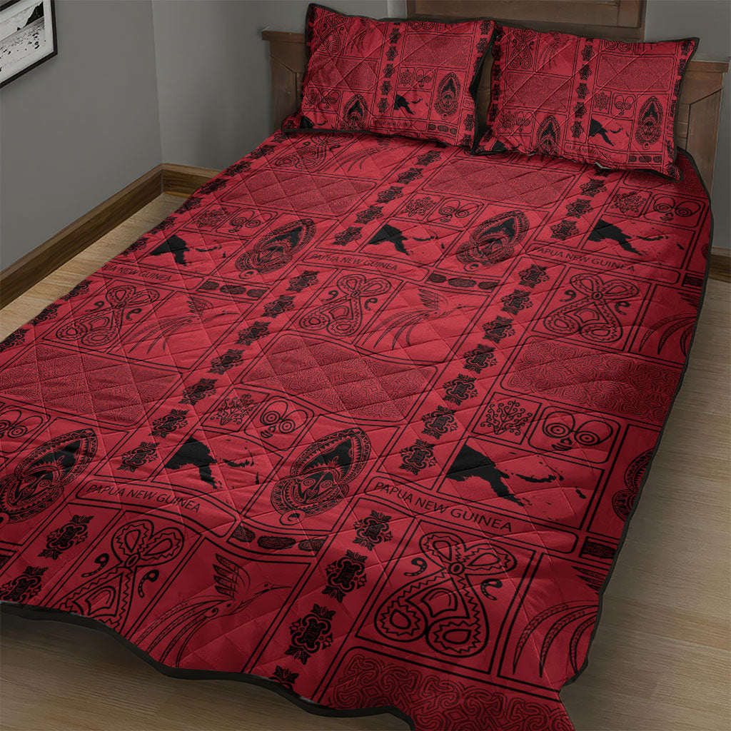 Papua New Guinea Heritage Motif Quilt Bed Set Red Version LT05 - Polynesian Pride