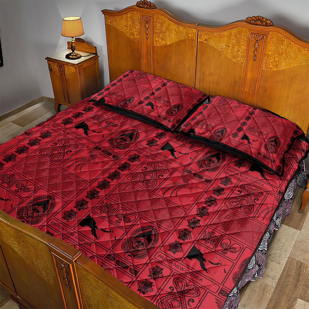 Papua New Guinea Heritage Motif Quilt Bed Set Red Version LT05 - Polynesian Pride