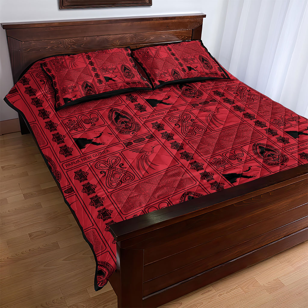 Papua New Guinea Heritage Motif Quilt Bed Set Red Version LT05 - Polynesian Pride