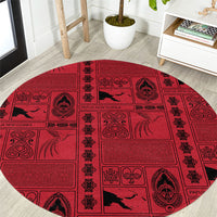 Papua New Guinea Heritage Motif Round Carpet Red Version LT05 Red - Polynesian Pride