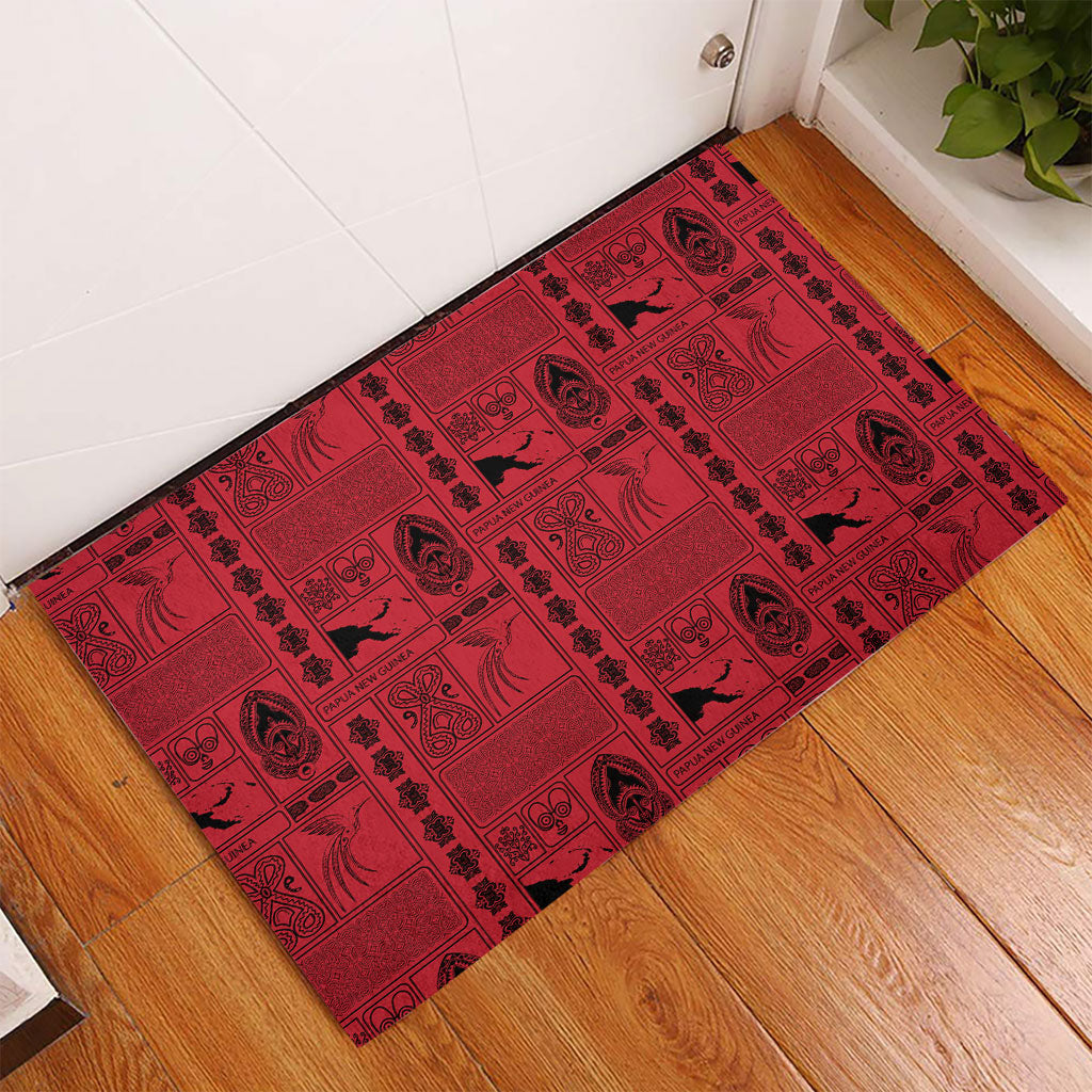 Papua New Guinea Heritage Motif Rubber Doormat Red Version LT05 - Polynesian Pride