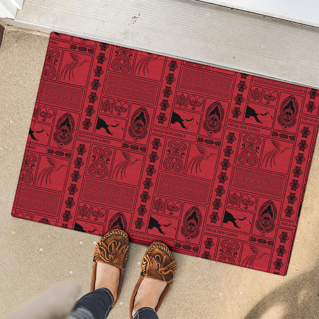 Papua New Guinea Heritage Motif Rubber Doormat Red Version LT05 - Polynesian Pride