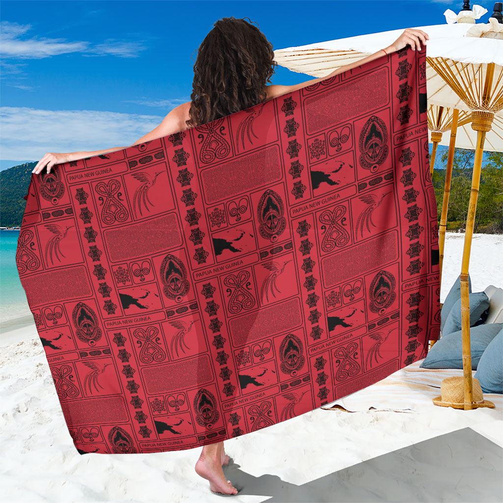 Papua New Guinea Heritage Motif Sarong Red Version LT05 One Size 44 x 66 inches Red - Polynesian Pride