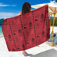 Papua New Guinea Heritage Motif Sarong Red Version LT05 One Size 44 x 66 inches Red - Polynesian Pride