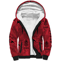 Papua New Guinea Heritage Motif Sherpa Hoodie Red Version LT05 Unisex Red - Polynesian Pride