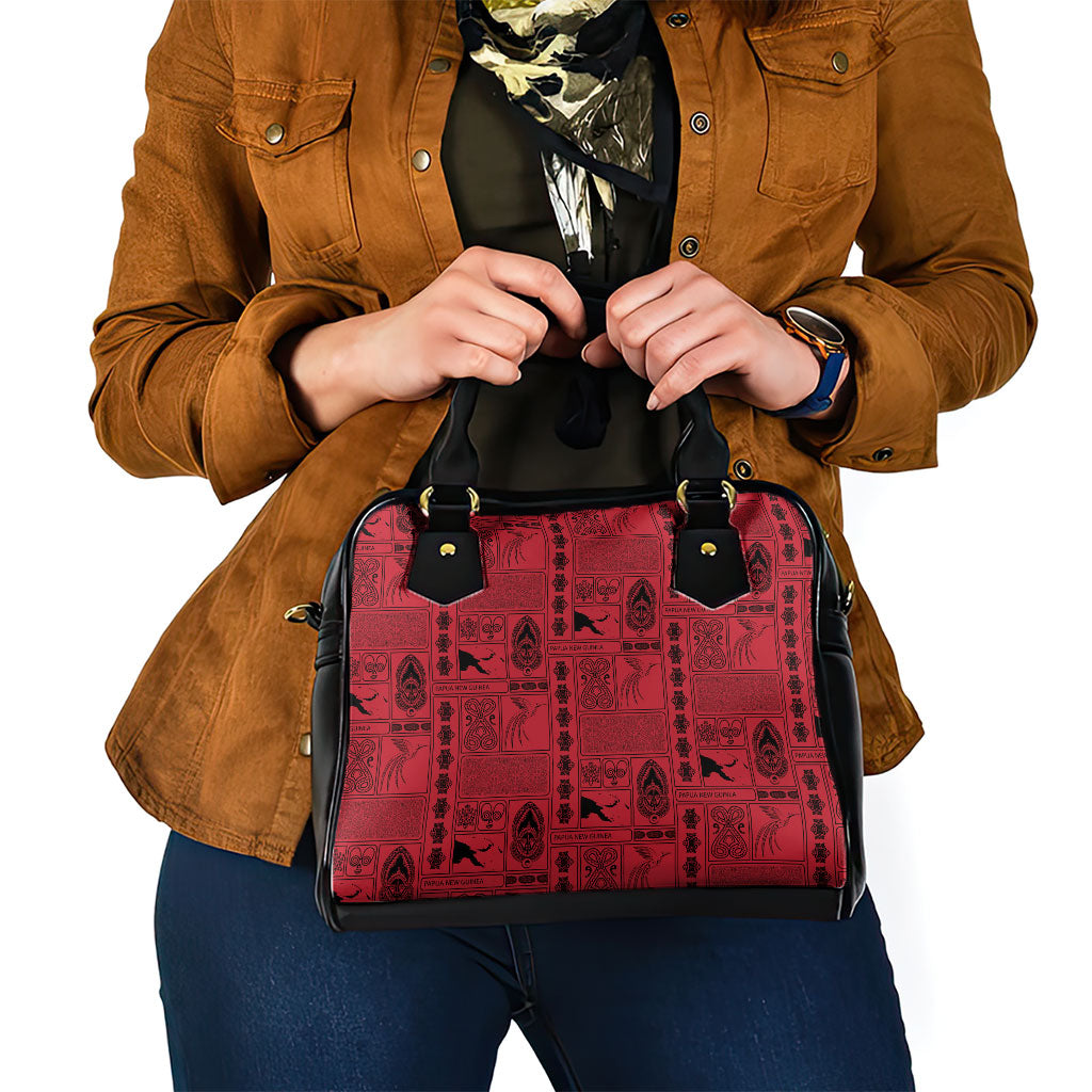 Papua New Guinea Heritage Motif Shoulder Handbag Red Version LT05 - Polynesian Pride