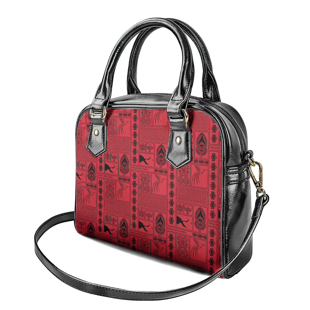 Papua New Guinea Heritage Motif Shoulder Handbag Red Version LT05 - Polynesian Pride