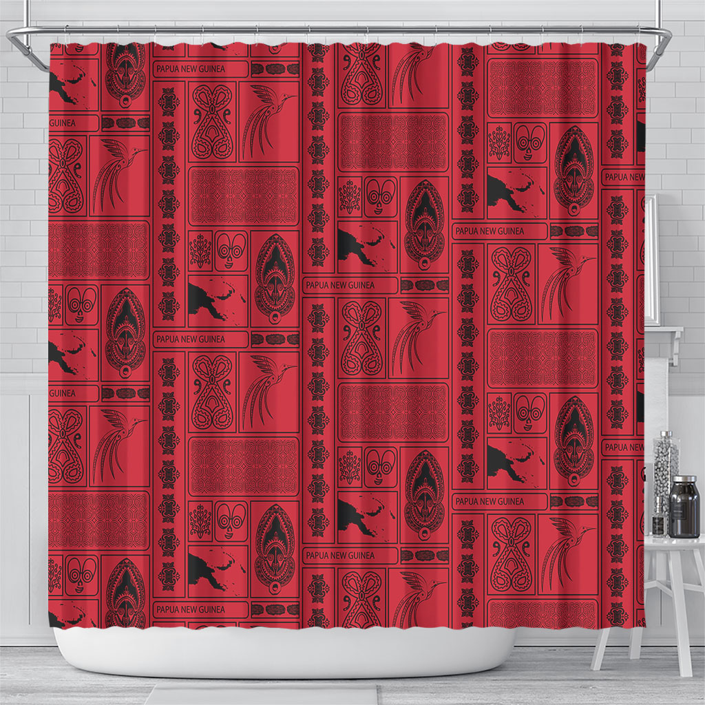 Papua New Guinea Heritage Motif Shower Curtain Red Version LT05 - Polynesian Pride