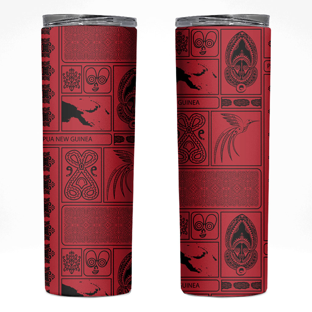 Papua New Guinea Heritage Motif Skinny Tumbler Red Version LT05 Red - Polynesian Pride