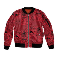 Papua New Guinea Heritage Motif Sleeve Zip Bomber Jacket Red Version LT05 Unisex Red - Polynesian Pride