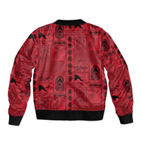 Papua New Guinea Heritage Motif Sleeve Zip Bomber Jacket Red Version LT05 - Polynesian Pride