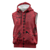 Papua New Guinea Heritage Motif Sleeveless Hoodie Red Version LT05 Red - Polynesian Pride