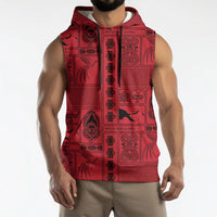 Papua New Guinea Heritage Motif Sleeveless Hoodie Red Version LT05 - Polynesian Pride