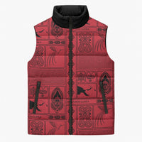 Papua New Guinea Heritage Motif Sleeveless Puffer Jacket Red Version LT05 Unisex Red - Polynesian Pride