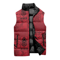 Papua New Guinea Heritage Motif Sleeveless Puffer Jacket Red Version LT05 - Polynesian Pride