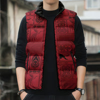 Papua New Guinea Heritage Motif Sleeveless Puffer Jacket Red Version LT05 - Polynesian Pride
