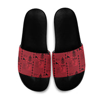 Papua New Guinea Heritage Motif Slide Sandals Red Version LT05 Red - Polynesian Pride