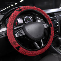 Papua New Guinea Heritage Motif Steering Wheel Cover Red Version LT05 Universal Fit Red - Polynesian Pride
