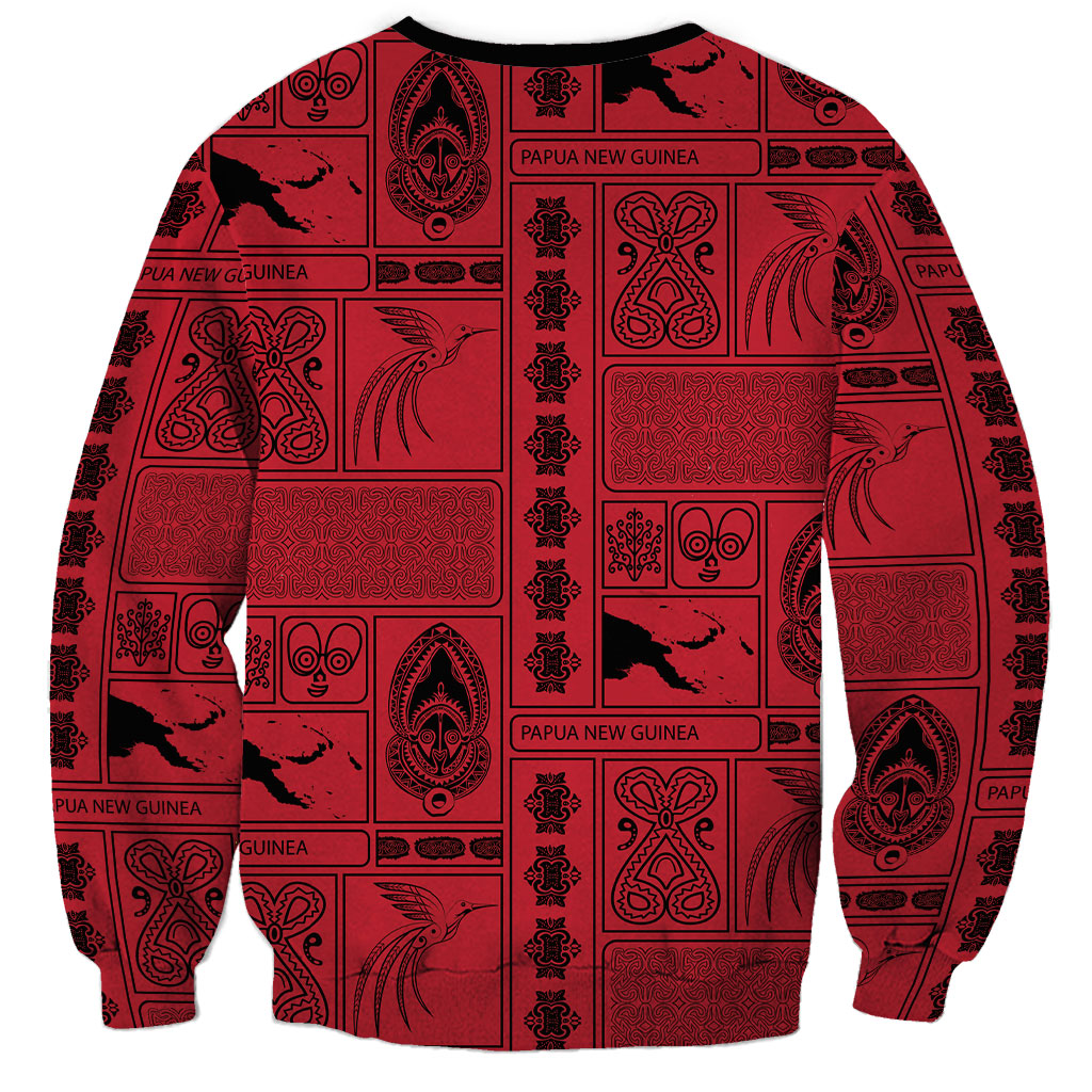 Papua New Guinea Heritage Motif Sweatshirt Red Version LT05 - Polynesian Pride