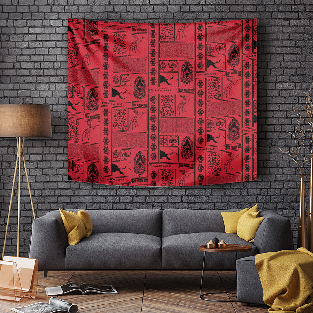 Papua New Guinea Heritage Motif Tapestry Red Version LT05 Red - Polynesian Pride