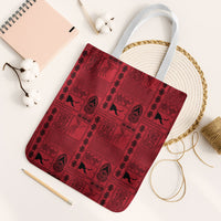 Papua New Guinea Heritage Motif Tote Bag Red Version LT05 White Strap One Size Red - Polynesian Pride