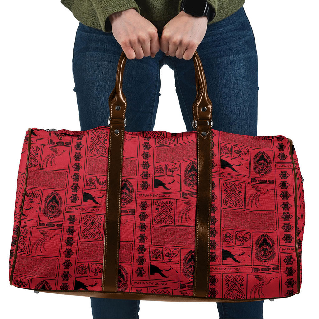 Papua New Guinea Heritage Motif Travel Bag Red Version LT05 Red - Polynesian Pride
