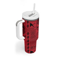 Papua New Guinea Heritage Motif Tumbler With Handle Red Version LT05 - Polynesian Pride