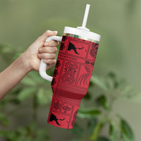 Papua New Guinea Heritage Motif Tumbler With Handle Red Version LT05 - Polynesian Pride