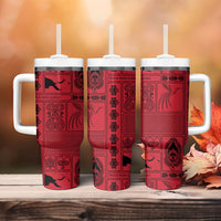 Papua New Guinea Heritage Motif Tumbler With Handle Red Version LT05 - Polynesian Pride