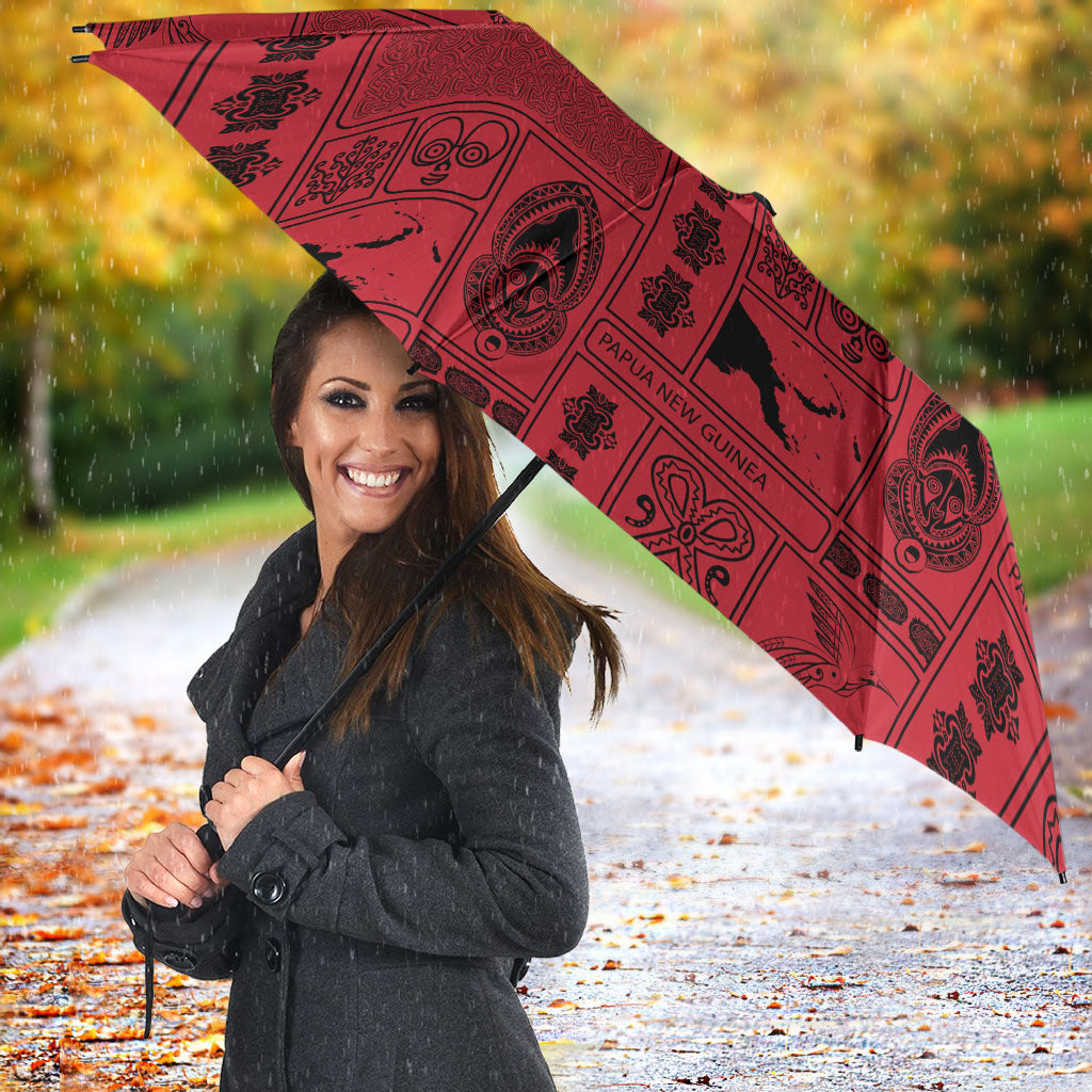 Papua New Guinea Heritage Motif Umbrella Red Version LT05 - Polynesian Pride