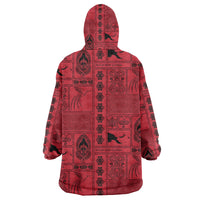 Papua New Guinea Heritage Motif Wearable Blanket Hoodie Red Version LT05 - Polynesian Pride