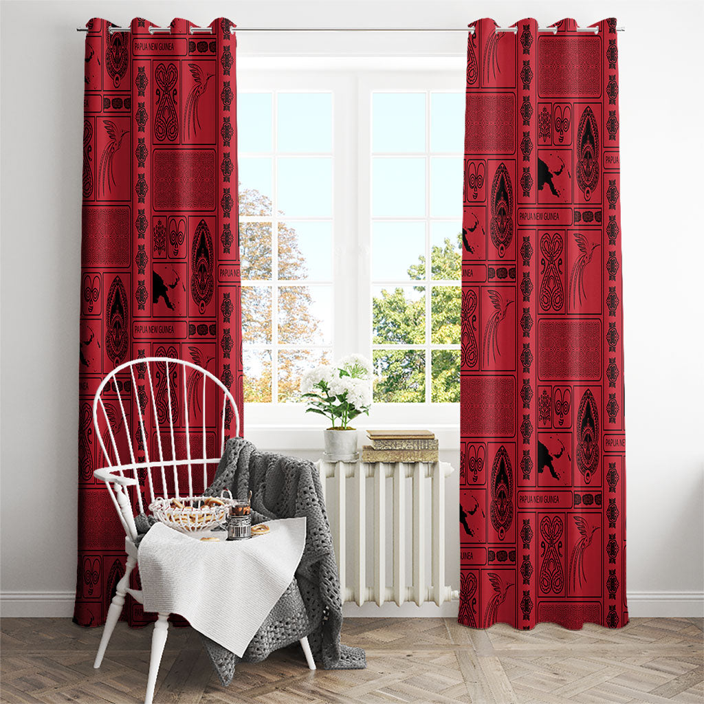 Papua New Guinea Heritage Motif Window Curtain Red Version LT05 - Polynesian Pride
