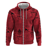 Papua New Guinea Heritage Motif Zip Hoodie Red Version LT05 Zip Hoodie Red - Polynesian Pride