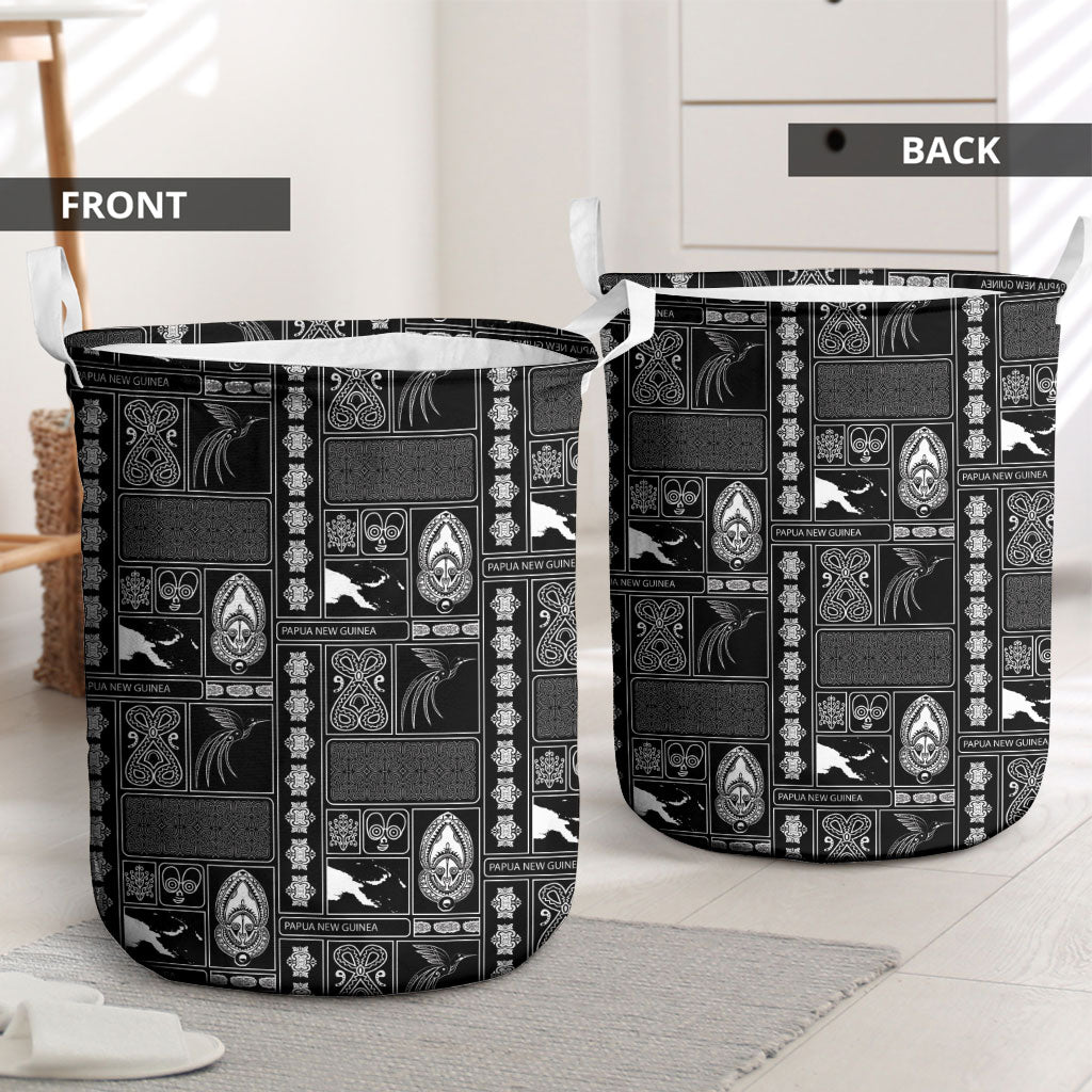 Papua New Guinea Heritage Motif Laundry Basket Black Version LT05 - Polynesian Pride