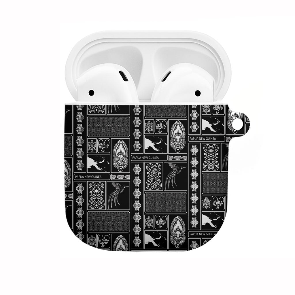 Papua New Guinea Heritage Motif AirPods Case Black Version LT05 Black - Polynesian Pride