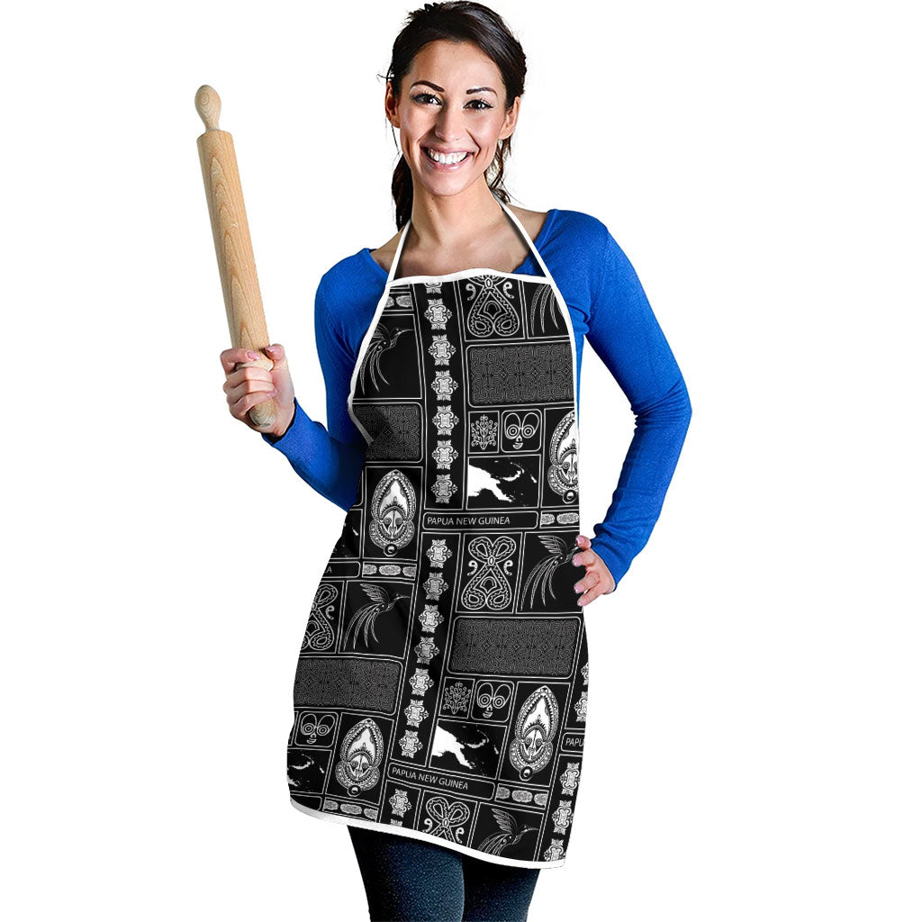 Papua New Guinea Heritage Motif Apron Black Version LT05 - Polynesian Pride