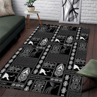 Papua New Guinea Heritage Motif Area Rug Black Version LT05 Black - Polynesian Pride