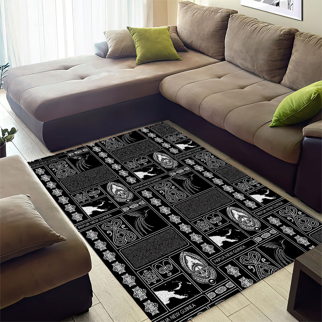Papua New Guinea Heritage Motif Area Rug Black Version LT05 - Polynesian Pride
